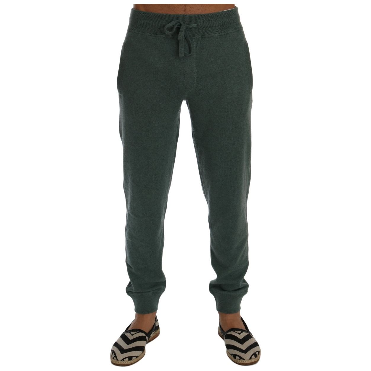 Elegant Green Cashmere Sport Pants