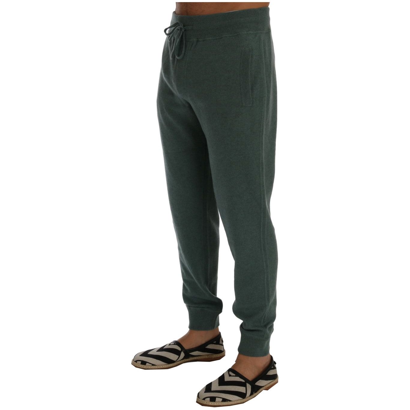 Elegant Green Cashmere Sport Pants