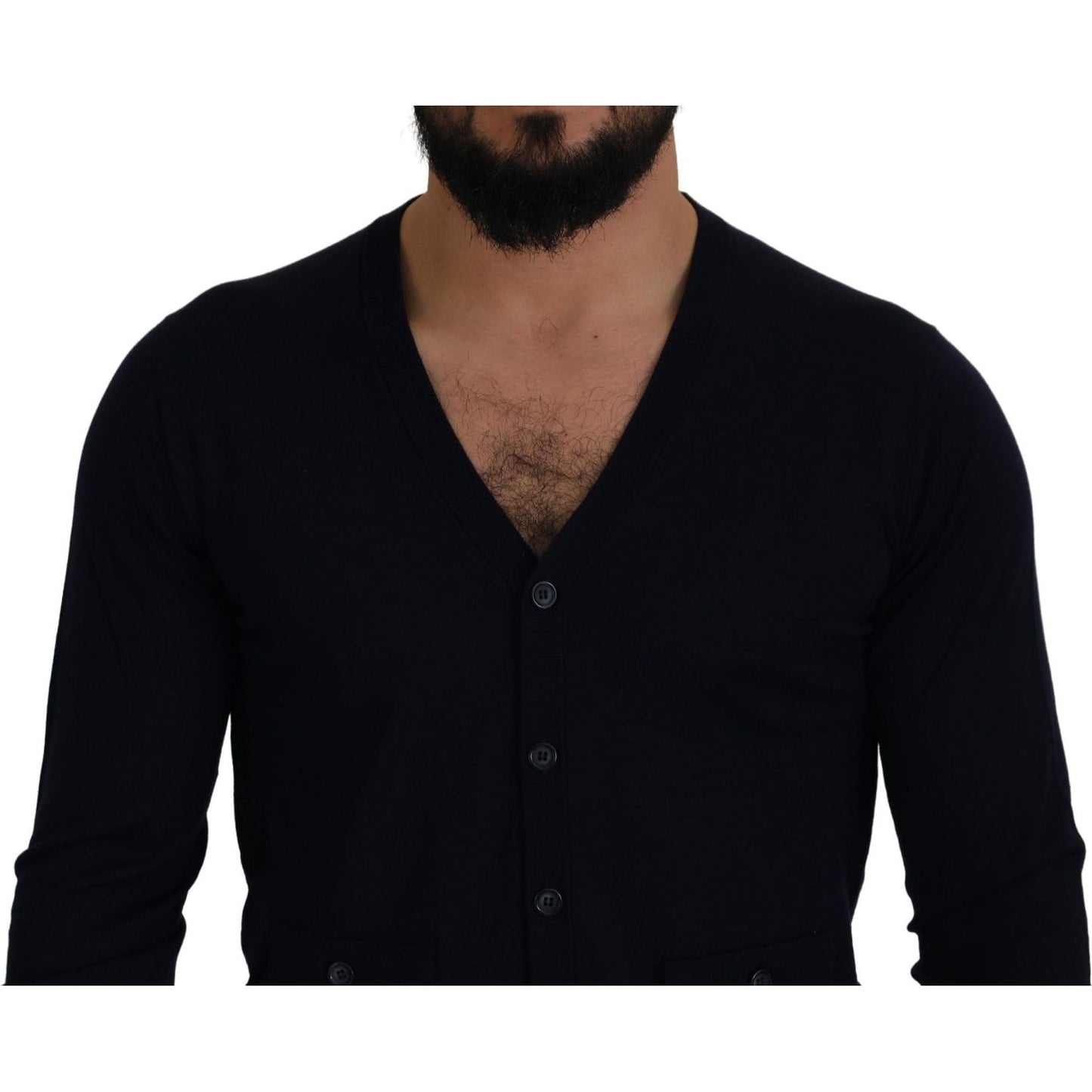 Dolce & Gabbana Elegant Virgin Wool Cardigan Sweater in Blue Dolce & Gabbana