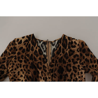 Dolce & Gabbana Brown Leopard Wrap A-line Maxi Viscose Dress