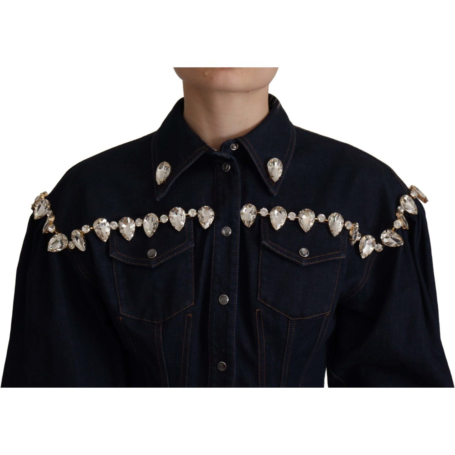 Dolce & Gabbana Elegant Crystal-Embellished Denim Jacket Dolce & Gabbana