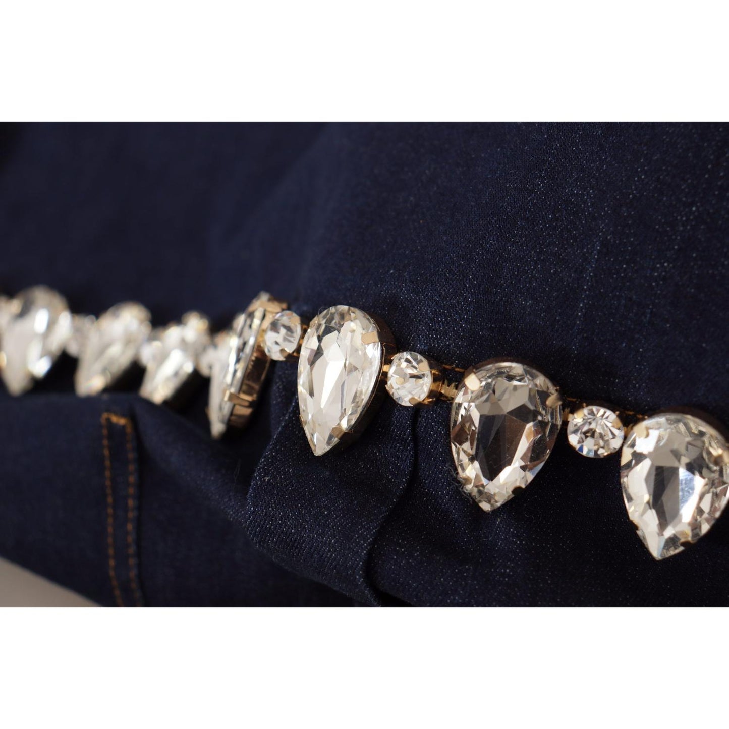 Dolce & Gabbana Blue Denim Crystal Embellish Cotton Jacket 1728,2% Elastane (stretch),67345645728,Blue,Clothing,Denim Jackets - Jackets & Coats - Clothing,Dolce & Gabbana,IT36|XXS,IT38 | XS,IT46|XL,Jackets & Coats - Clothing,Jackets & Coats - Women - Clot