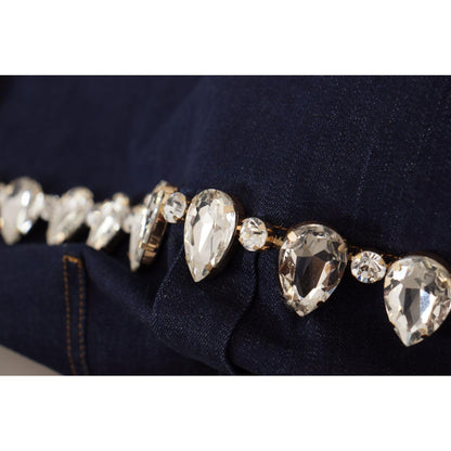 Dolce & Gabbana Blue Denim Crystal Embellish Cotton Jacket 1728,2% Elastane (stretch),67345645728,Blue,Clothing,Denim Jackets - Jackets & Coats - Clothing,Dolce & Gabbana,IT36|XXS,IT38 | XS,IT46|XL,Jackets & Coats - Clothing,Jackets & Coats - Women - Clot