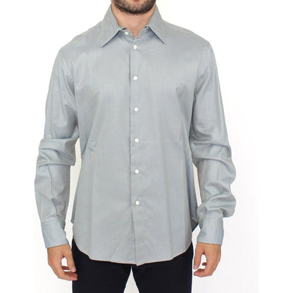 Ermanno Scervino gray cotton casual shirt displayed front view with button front and long sleeves.