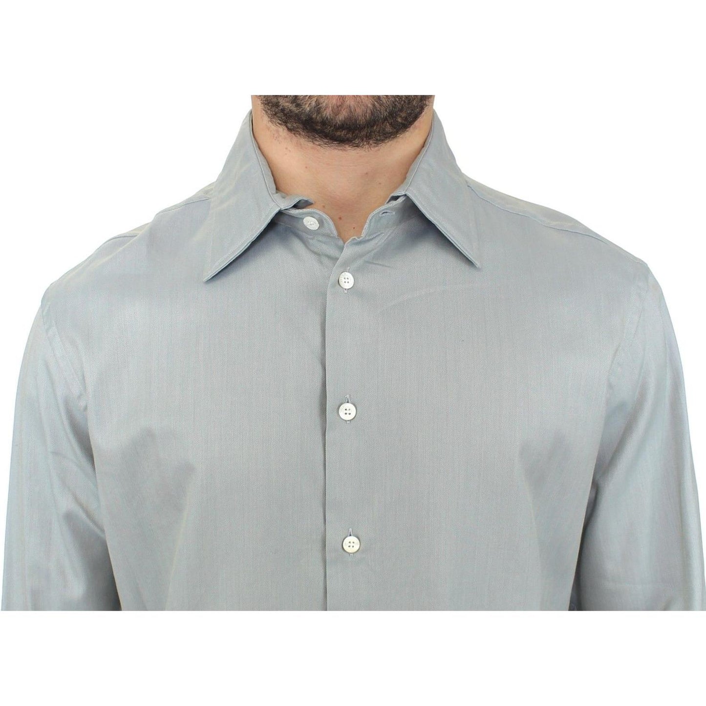 Gray cotton casual shirt by Ermanno Scervino, featuring button front and long sleeves, perfect for casual wear.