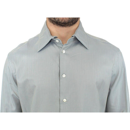 Gray cotton casual shirt by Ermanno Scervino, featuring button front and long sleeves, perfect for casual wear.