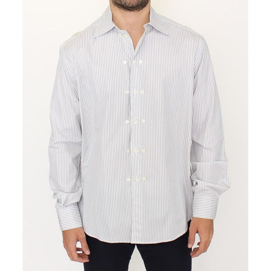 Ermanno Scervino Elegant White and Gray Striped Cotton Shirt Ermanno Scervino