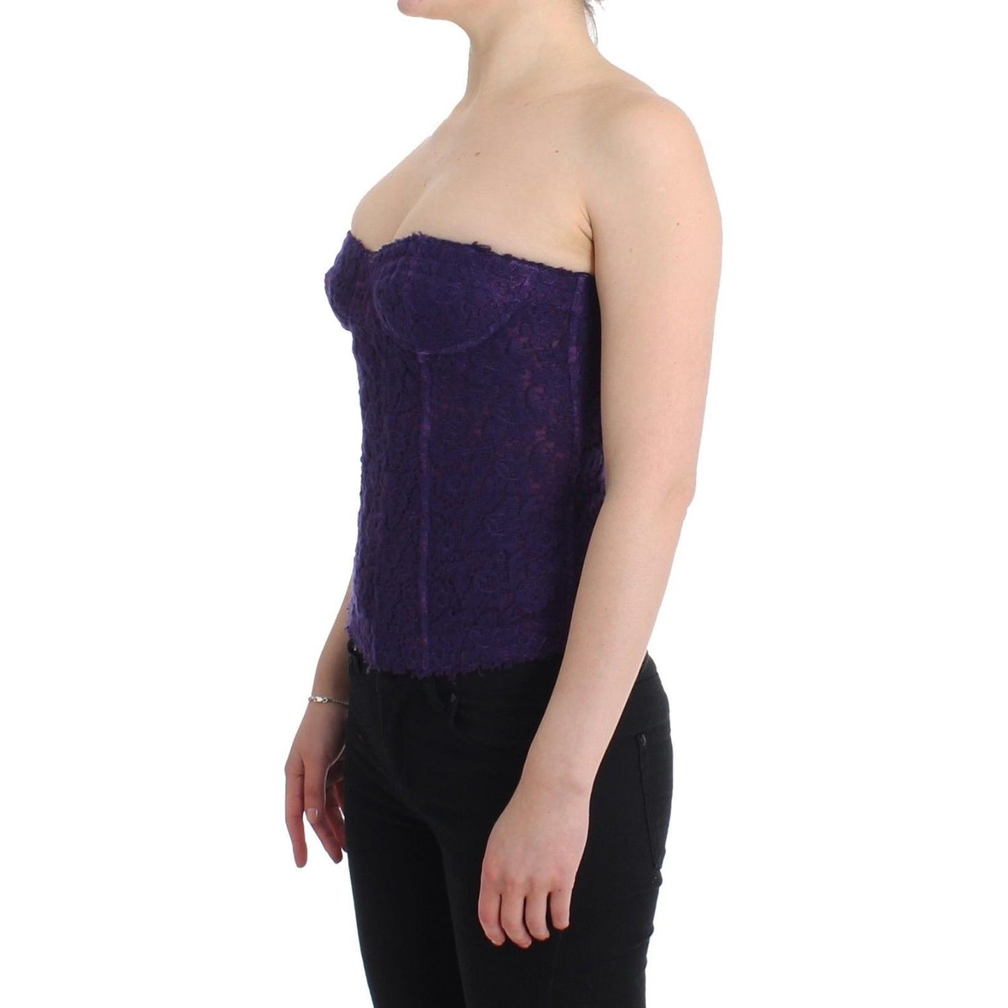 Ermanno Scervino Purple Lace Silk Blend Bustier Corset Ermanno Scervino