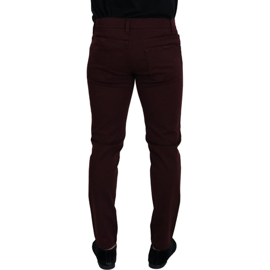 Dolce & Gabbana Slim Fit Bordeaux Jeans - Italian Luxury Dolce & Gabbana