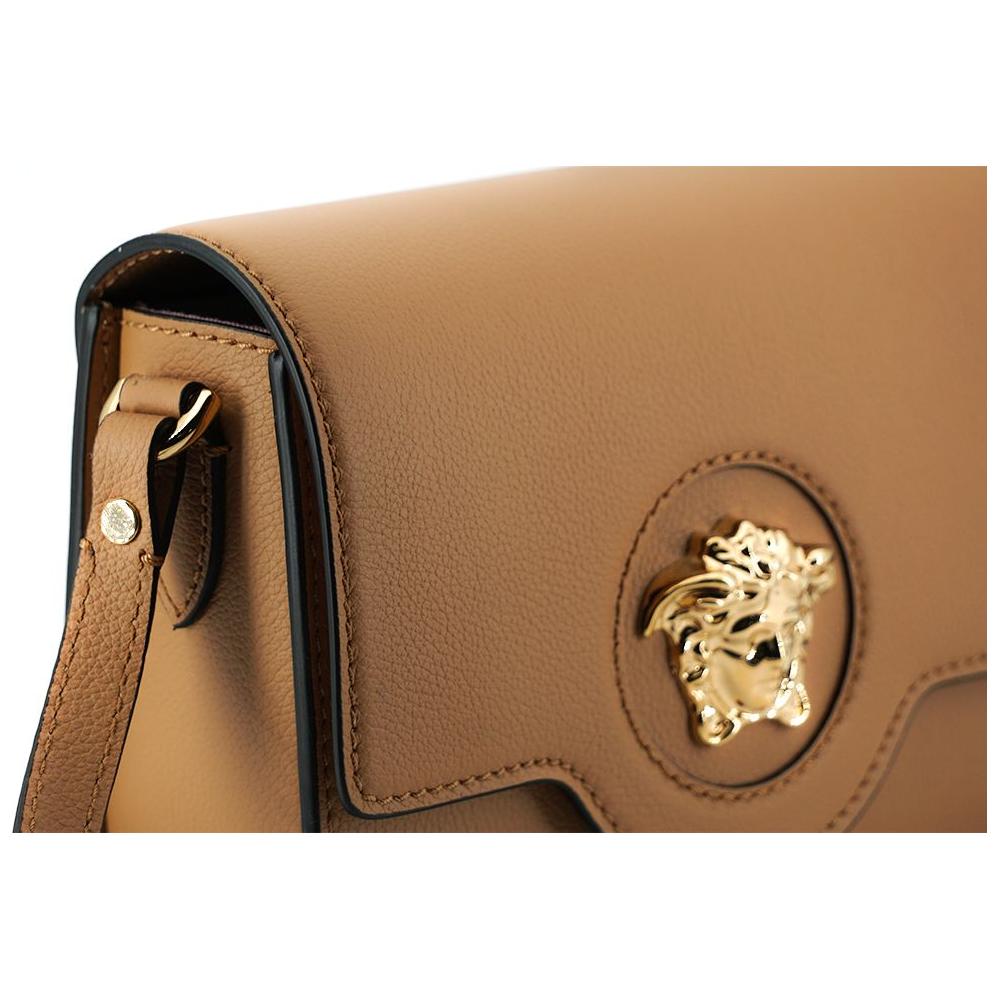 Versace Elegant Calf Leather Shoulder Bag in Brown WOMAN SHOULDER BAGS Versace