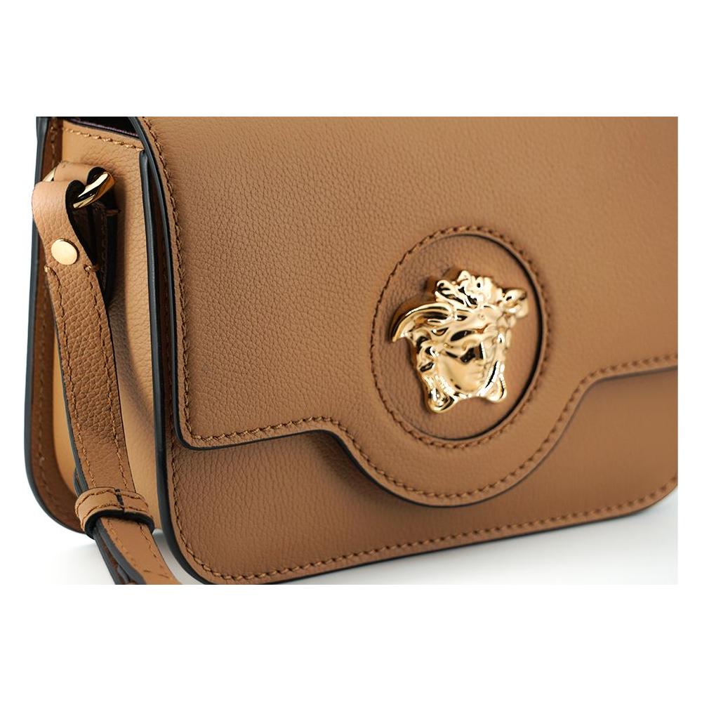 Versace Elegant Calf Leather Shoulder Bag in Brown WOMAN SHOULDER BAGS Versace