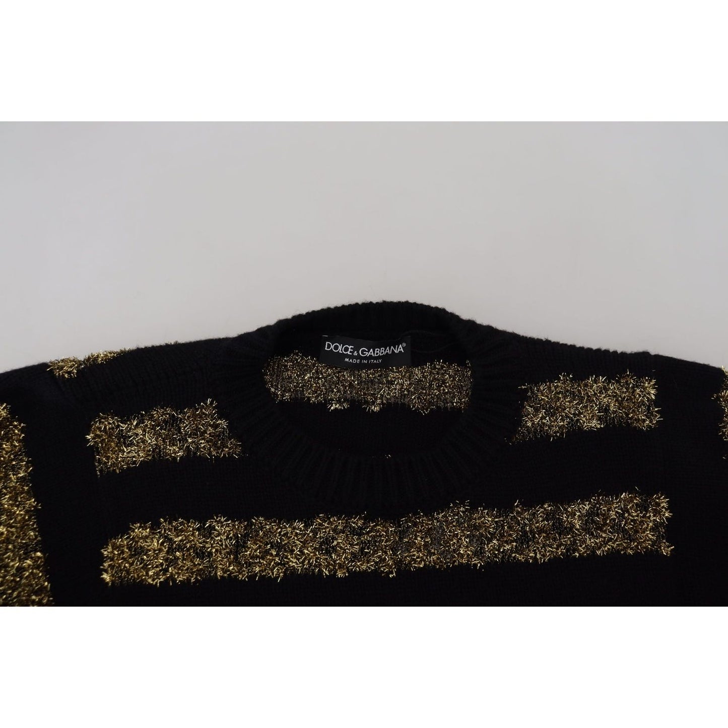 Dolce & Gabbana Elegant Black and Gold Crystal Sweater Dolce & Gabbana