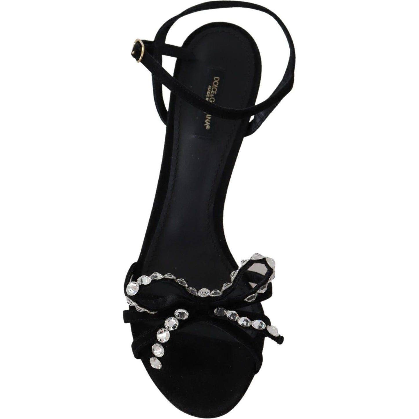 Dolce & Gabbana Elegant Suede High Sandals with Crystal Bows Dolce & Gabbana