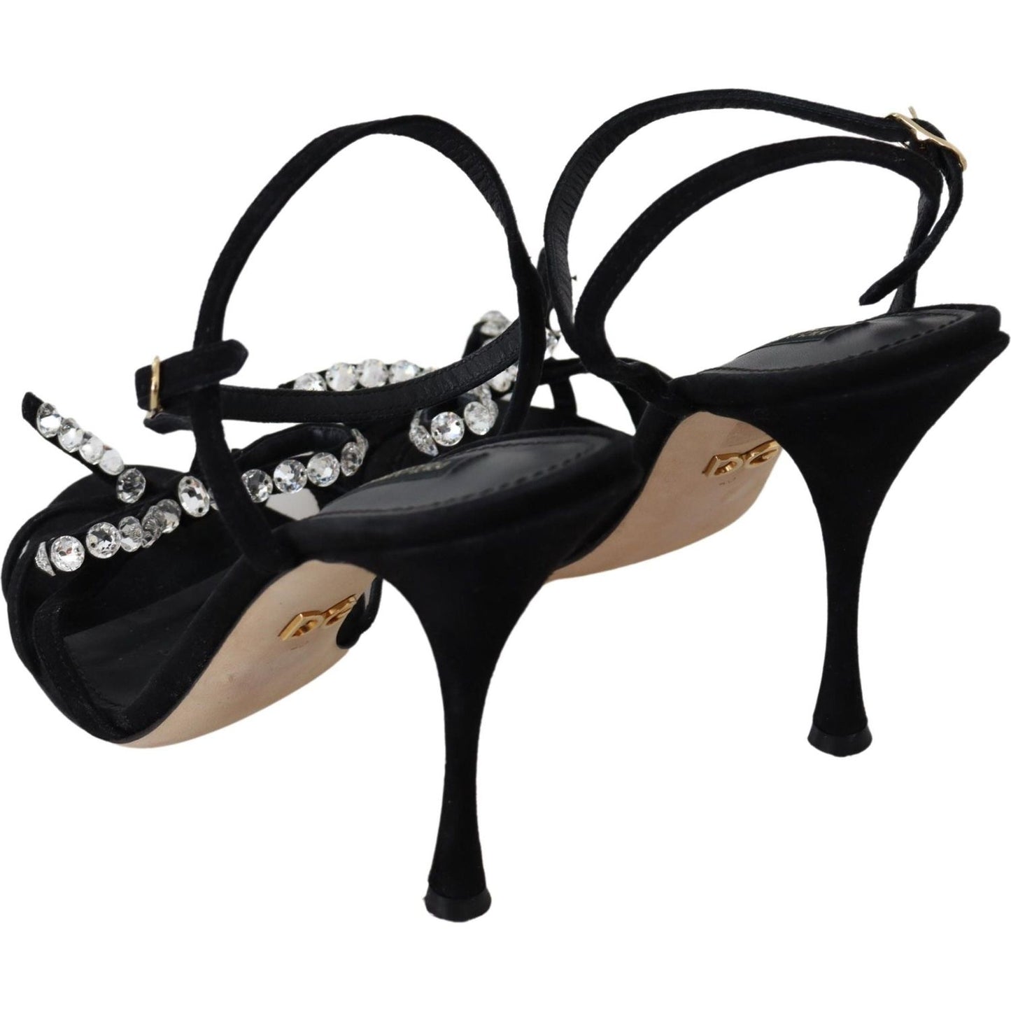 Dolce & Gabbana Elegant Suede High Sandals with Crystal Bows Dolce & Gabbana