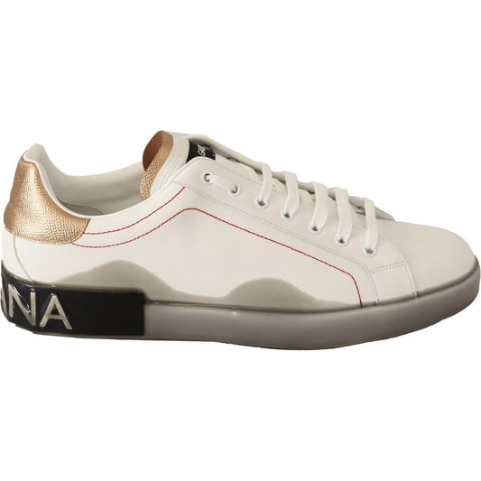 Dolce & Gabbana White Gold Leather Low Top Sneakers Casual Shoes 1728,67345645728,Dolce & Gabbana,EU39.5/US6.5,EU40/US7,Low Tops - Sneakers - Shoes,Material: 100% Leather,Men,Men - Shoes,New with tags,Shoes,Sneakers - Men - Shoes,Sneakers - Shoes,White