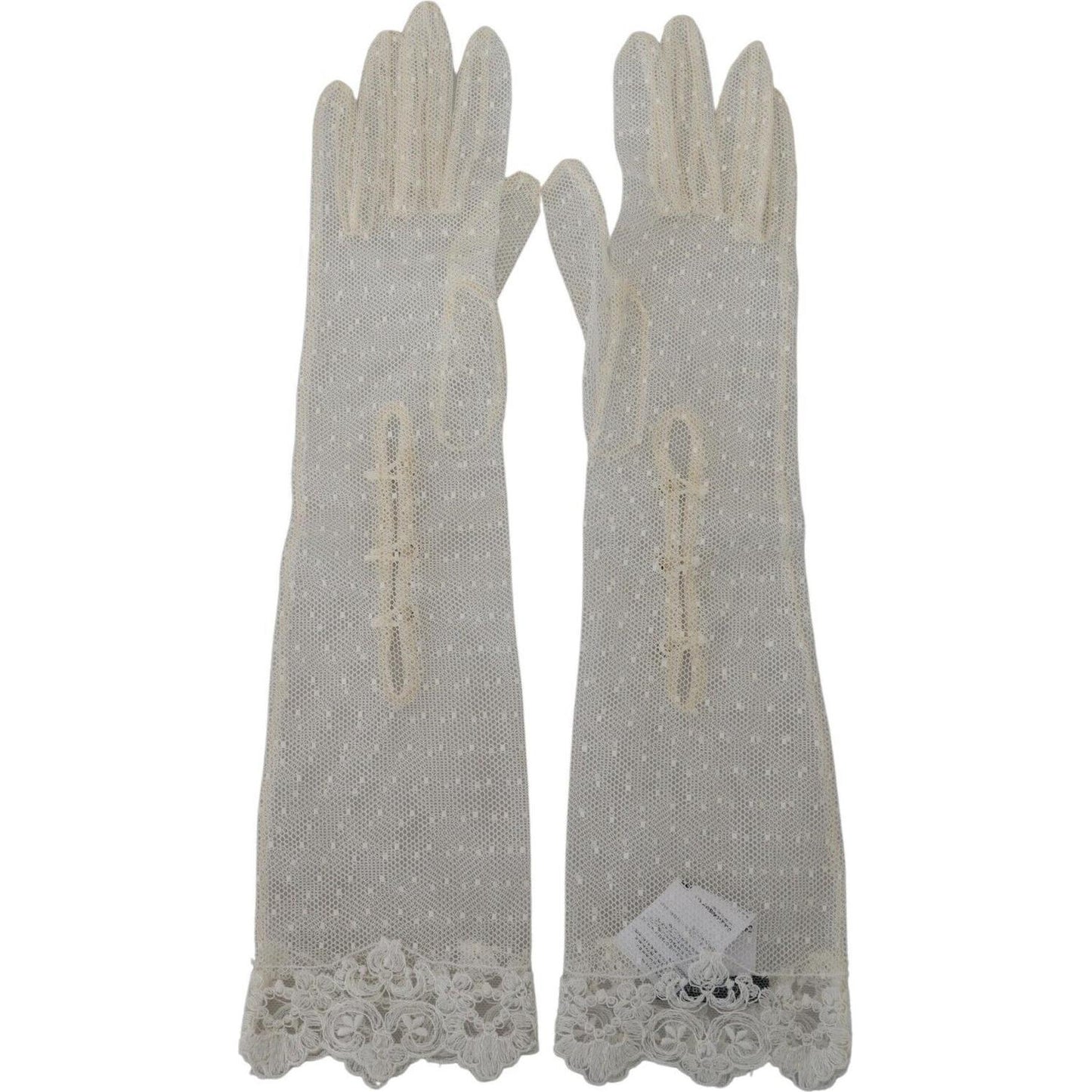 Dolce & Gabbana Elegant Elbow Length White Gloves Dolce & Gabbana