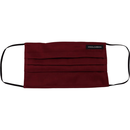 Dolce & Gabbana Maroon Silk Pleated Elastic Ear Strap One Size Face Mask