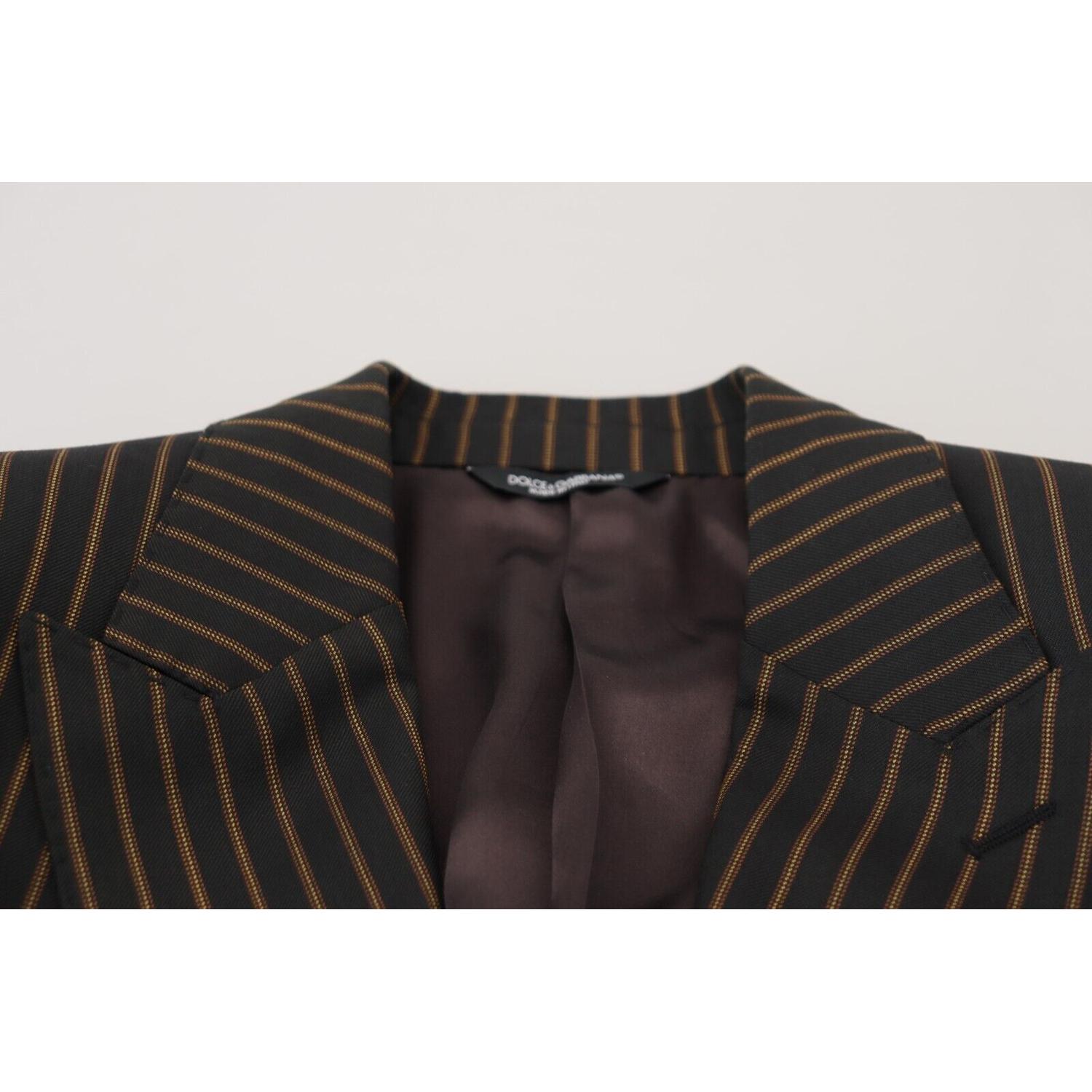 Dolce & Gabbana Black Brown Stripes Single Breasted Blazer