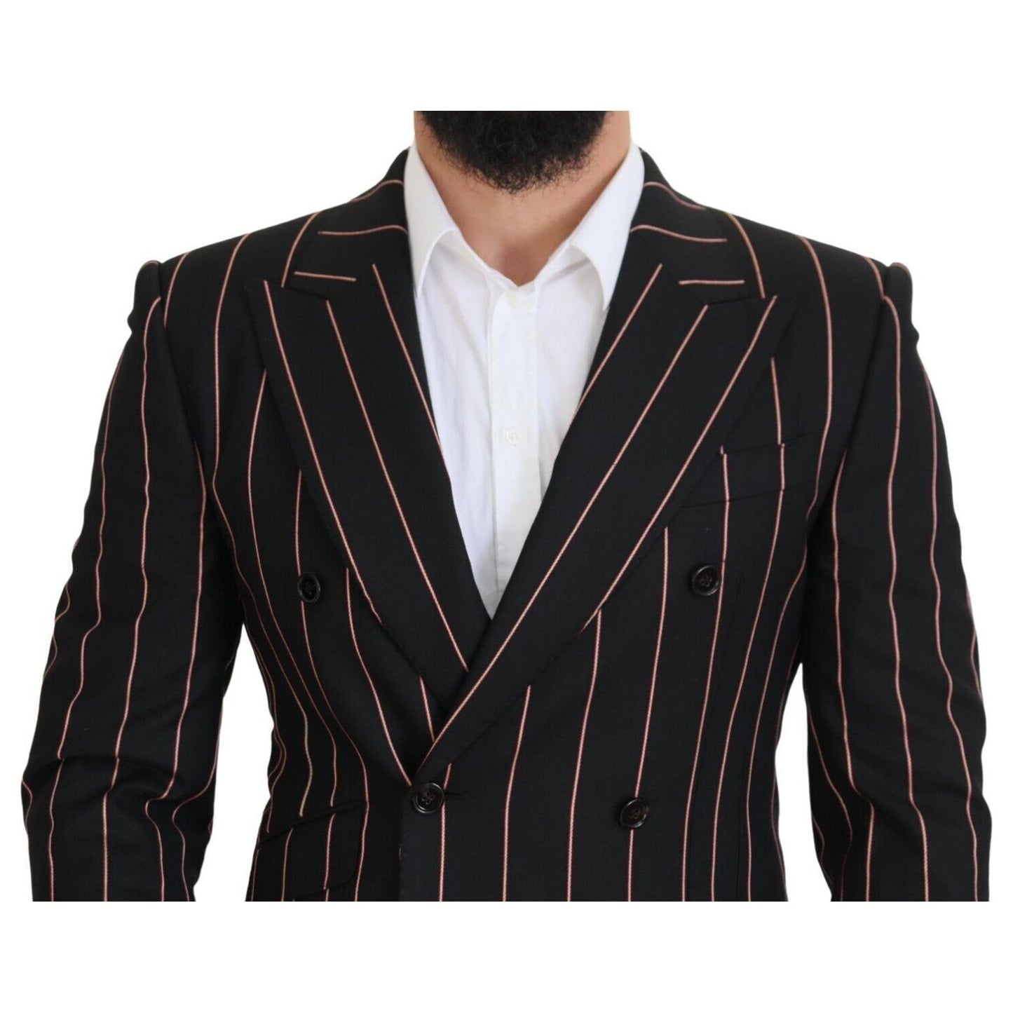 Dolce & Gabbana Elegant Slim Fit Double-Breasted Black Blazer Dolce & Gabbana