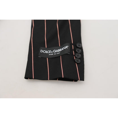 Dolce & Gabbana Black Stripes Viscose Double Breasted Blazer