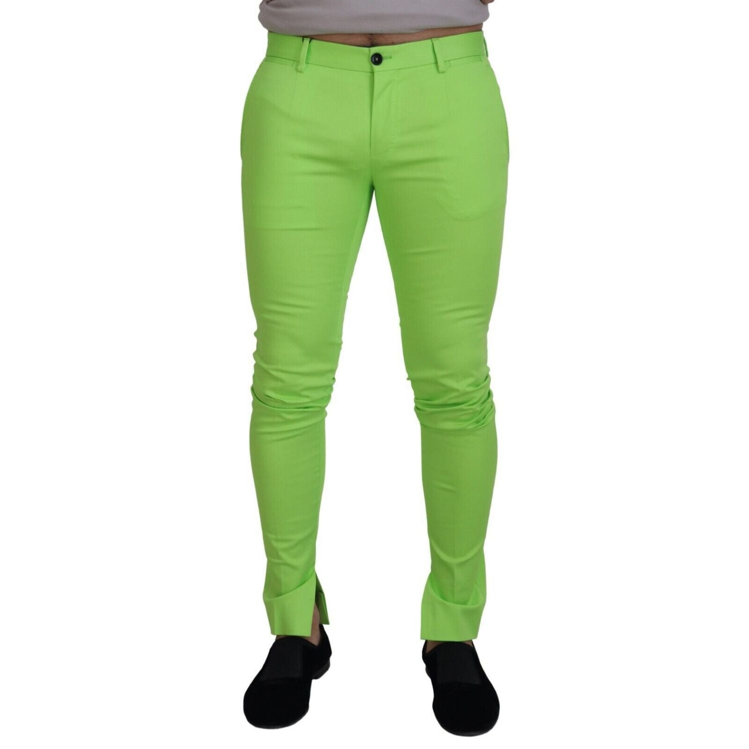 Dolce & Gabbana Light Green Cotton Skinny Men Trousers Pants