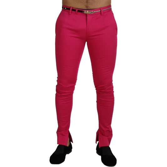 Chic Pink Cotton Blend Trousers