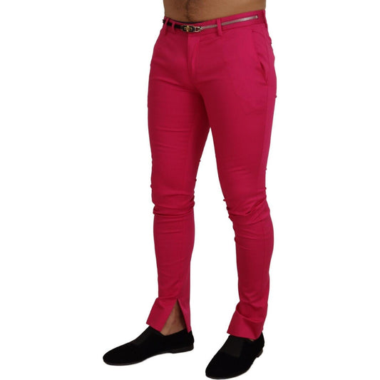 Chic Pink Cotton Blend Trousers