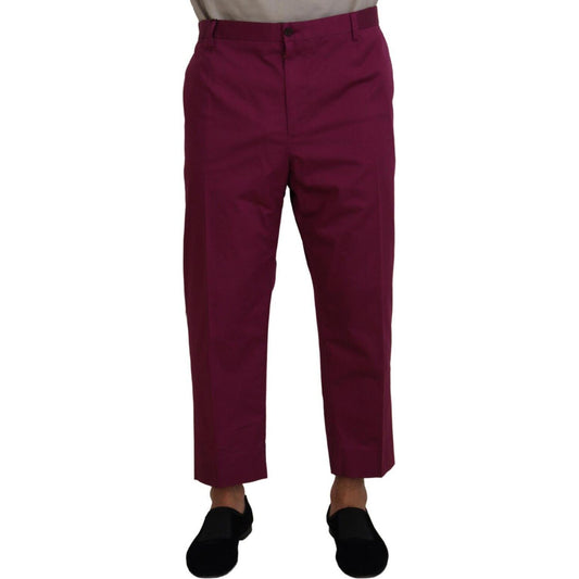 Elegant Magenta Cotton Stretch Pants