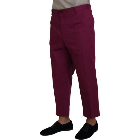 Elegant Magenta Cotton Stretch Pants