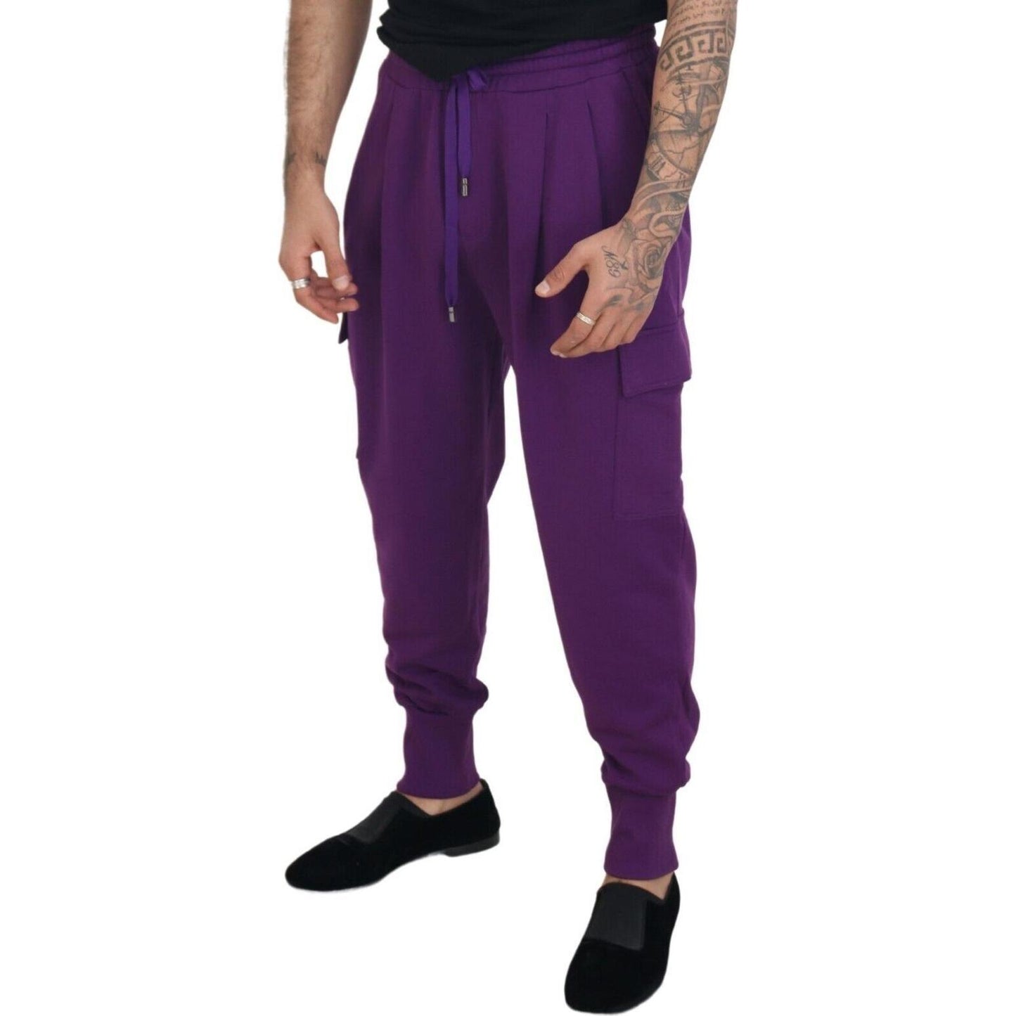 Dolce & Gabbana Elegant Purple Cotton Cargo Sweatpants Dolce & Gabbana