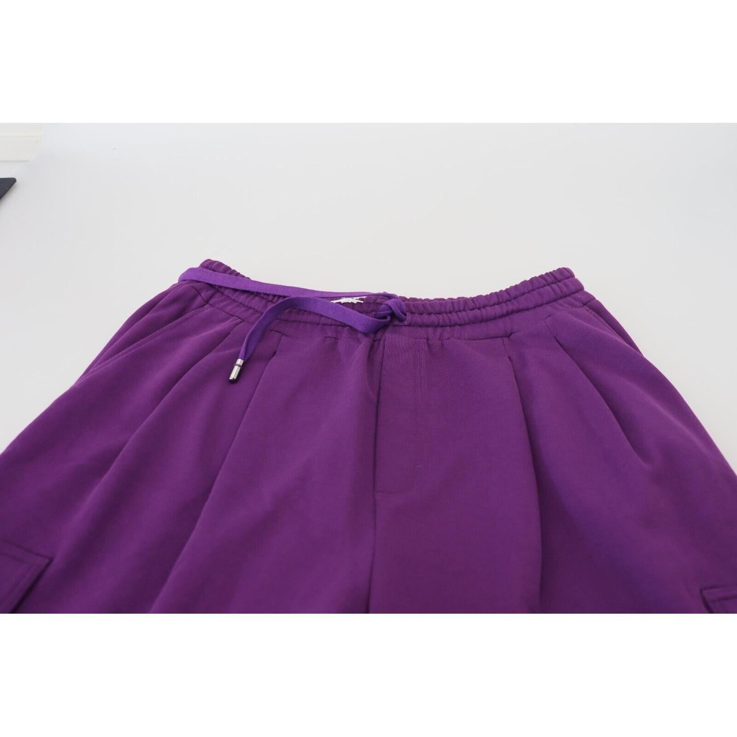 Dolce & Gabbana Purple Cotton Cargo Sweatpants Jogging Pants