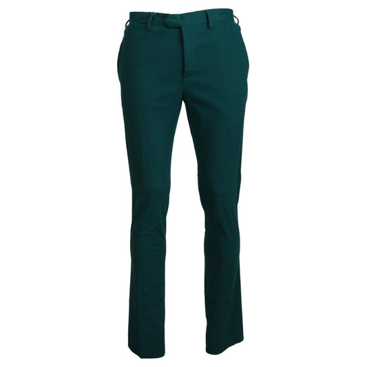 Elegantly Tailored Green Pure Cotton Pants