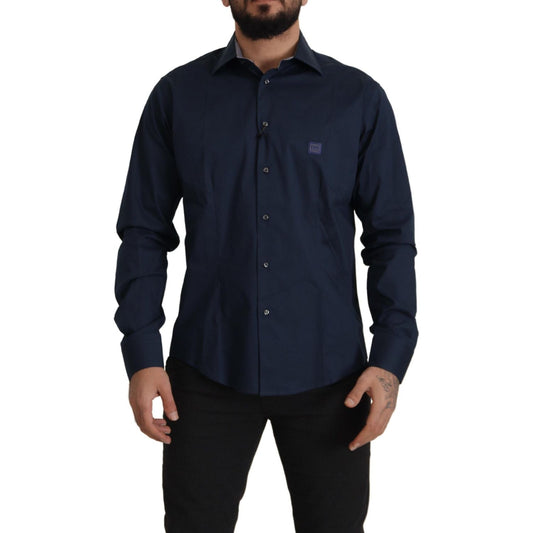 Roberto Cavalli Navy Blue Cotton Dress Formal Shirt 1728,67345645728,Blue,Clothing,Dress Shirts - Shirts - Clothing,IT43 | XL,Material: 100% Cotton,Men,Men - Clothing,New with tags,Roberto Cavalli,Shirts - Clothing,Shirts - Men - Clothing