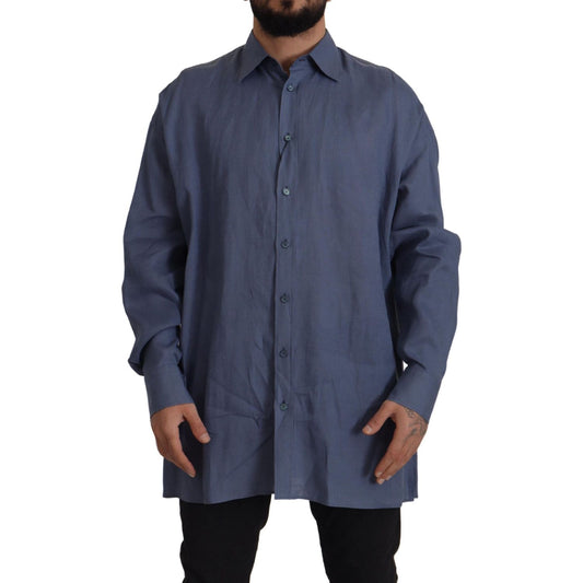 Dolce & Gabbana Dark Blue Linen Slim Fit Dress Formal Men Shirt 1728,67345645728,Blue,Clothing,Dolce & Gabbana,Dress Shirts - Shirts - Clothing,IT41 | L,Material: 100% Linen,Men,Men - Clothing,New with tags,Shirts - Clothing,Shirts - Men - Clothing