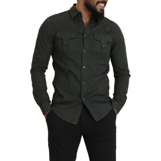 GF Ferre Sleek Dark Gray Cotton Casual Shirt GF Ferre