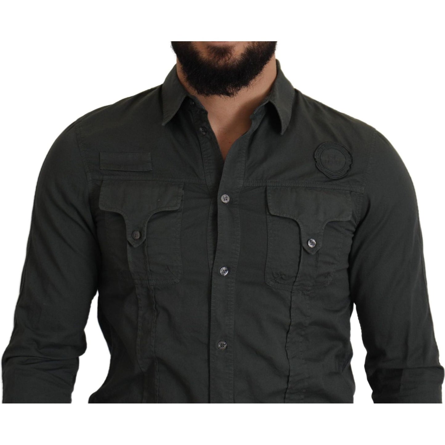 GF Ferre Sleek Dark Gray Cotton Casual Shirt GF Ferre