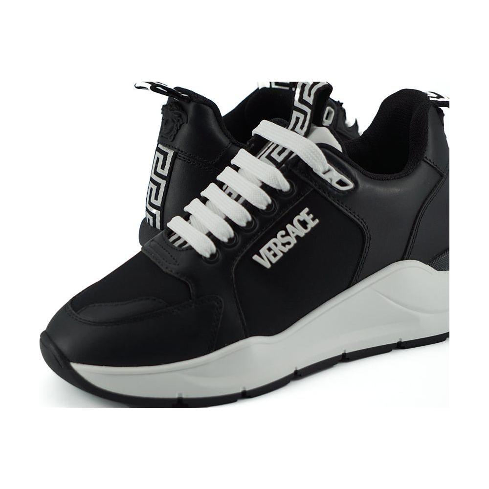 Versace Elegant Monochrome Leather Sneakers Versace