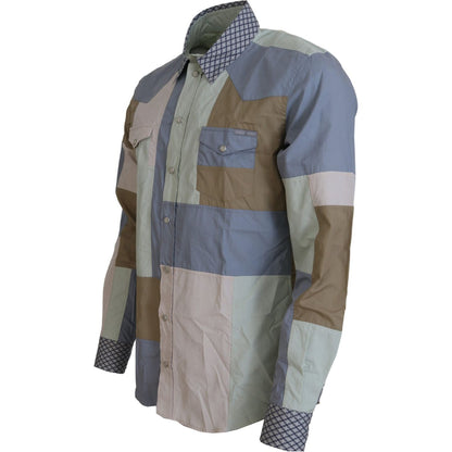 Dolce & Gabbana Multicolor Cotton Patchwork Slim Shirt 1728,67345645728,Clothing,Dolce & Gabbana,Dress Shirts - Shirts - Clothing,IT37 | XS,IT38 | XS,IT44 | 3XL,Material: 100% Cotten,Men,Men - Clothing,Multicolor,New with tags,Shirts - Clothing,Shirts - M