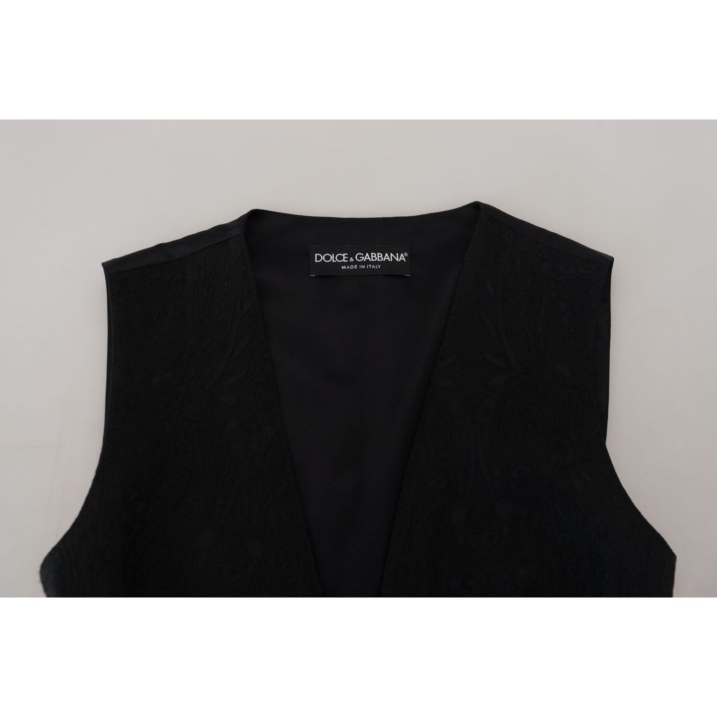 Dolce & Gabbana Elegant Black Silk Blend Waistcoat Vest Dolce & Gabbana