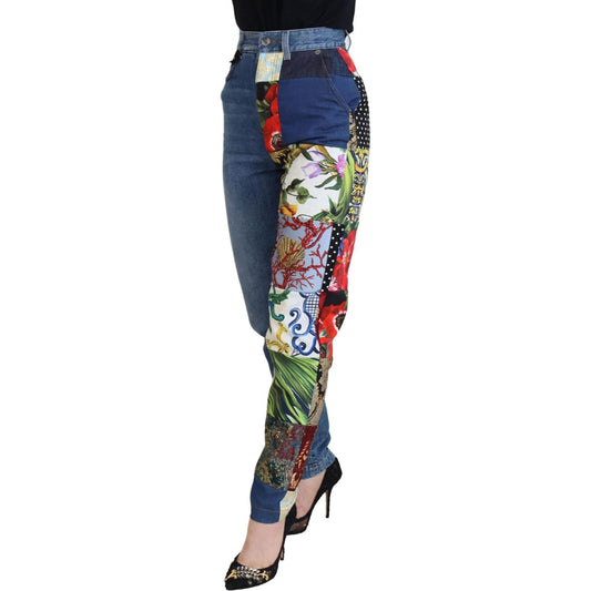 Dolce & Gabbana Patchwork Jacquard Blue Denim Luxury Jeans Dolce & Gabbana