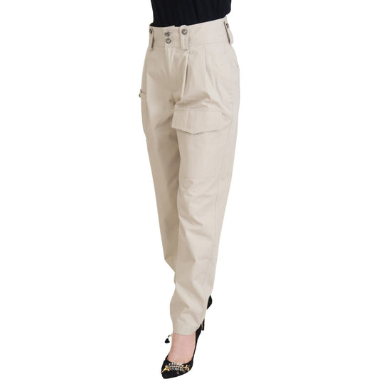 Chic Beige Cotton Trousers for Elegant Comfort