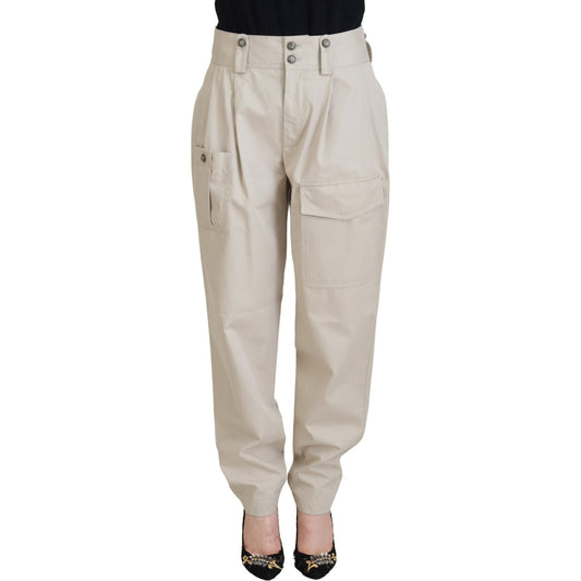 Elegant Beige Cotton Trousers