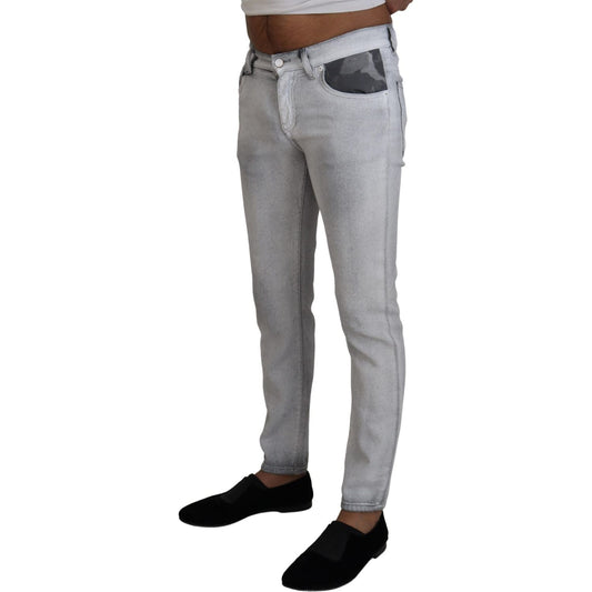 Elegant Gray Washed Cotton Blend Pants