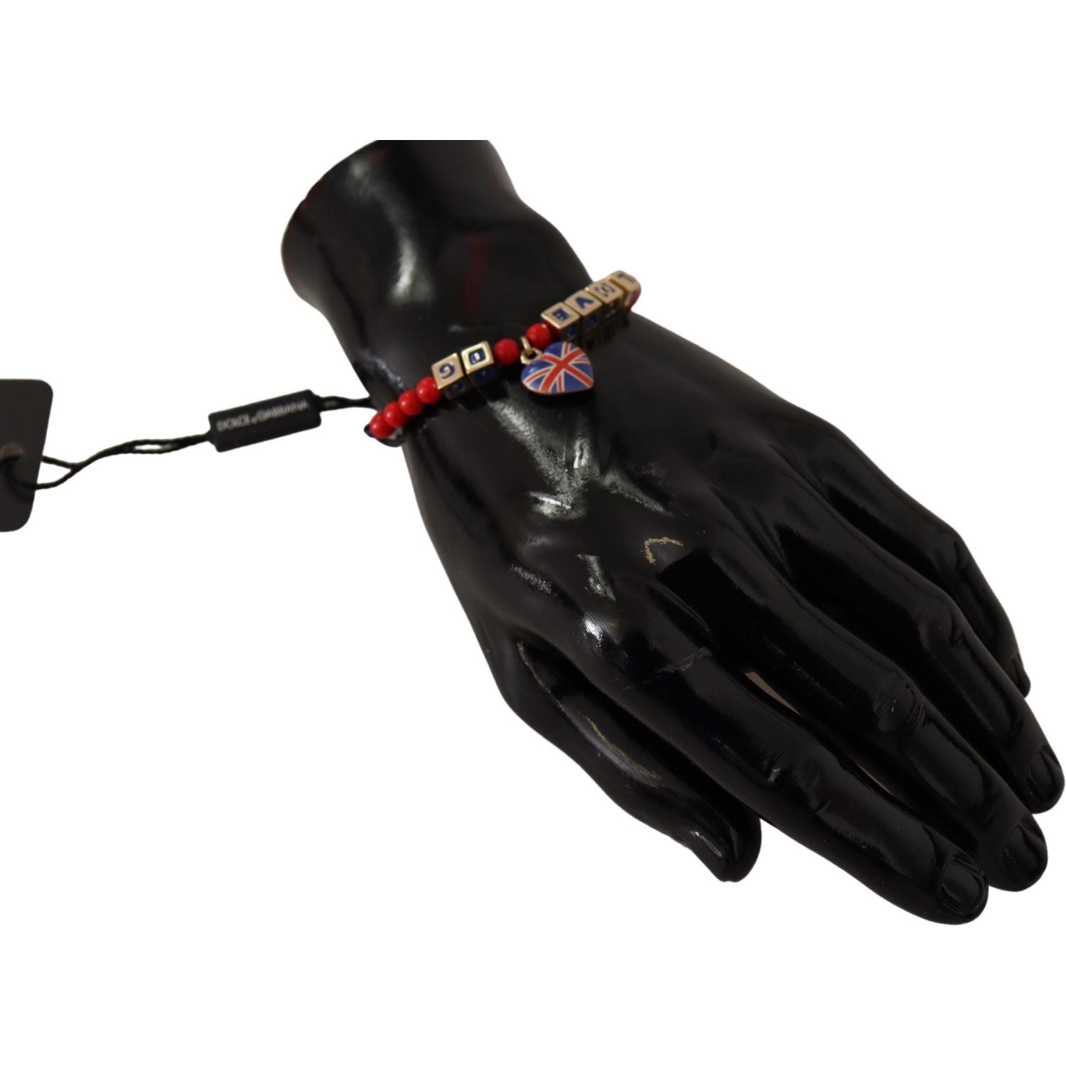 Dolce & Gabbana Red Blue Beaded DG LOVES LONDON Flag Branded Bracelet