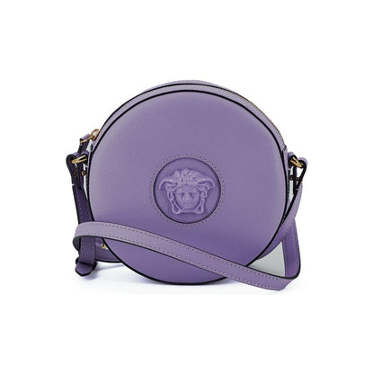 Versace Purple Calf Leather Round Disco Shoulder Bag