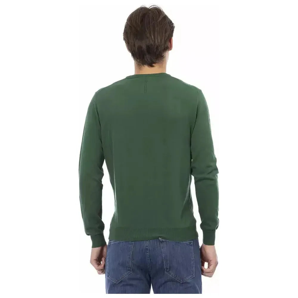 Baldinini Trend Green Cotton Mens Sweater Baldinini Trend