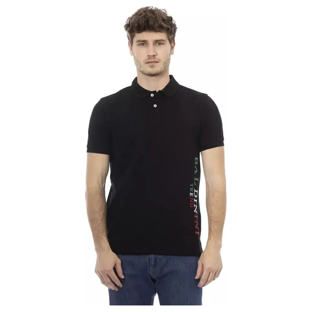 Baldinini Trend Black Cotton Men Polo Baldinini Trend