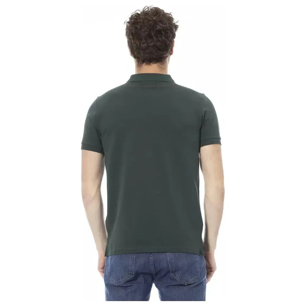 Baldinini Trend Green Cotton Men Polo Shirt Baldinini Trend