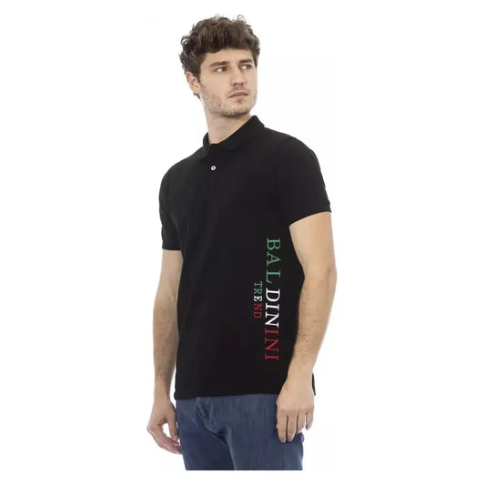 Baldinini Trend Black Cotton Men Polo Baldinini Trend