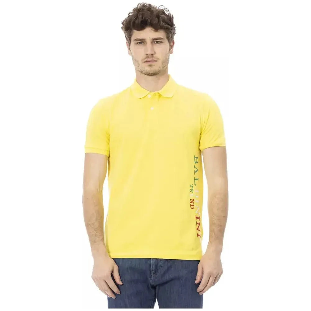 Baldinini Trend Yellow Cotton Men Polo Baldinini Trend